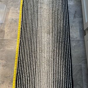 Black and White Striped Bath Rug Runner